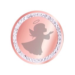 Martisor Brosa Inox Banut Pietre Ingeras Rose Gold