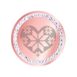 Martisor Brosa Inox Banut Pietre Inima Motive Traditionale Rose Gold