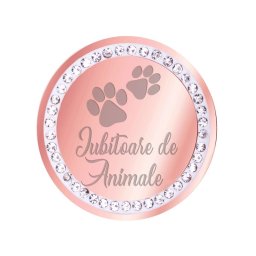 Martisor Brosa Inox Banut Pietre Iubitoare de Animale Rose Gold