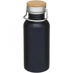 Sticla de apa sport, Everestus, 21OCT0921, 550 ml, 18.8 x Ø 7.4 cm, Otel, Bambus, Negru