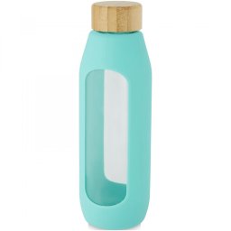 Sticla de apa sport, Everestus, 21OCT0924, 600 ml, 22 x Ø 7 cm, Sticla, Silicon, Verde, saculet inclus
