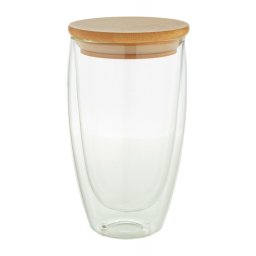 Cana termos, Everestus, 21OCT1398, 450 ml, ø83 x 150 mm, Sticla, Bambus, Transparent, Natur