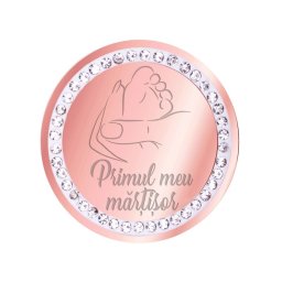 Martisor Brosa Inox Banut Pietre Primul meu Martisor Rose Gold