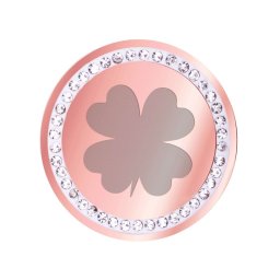 Martisor Brosa Inox Banut Pietre Trifoiasul Norocos Rose Gold
