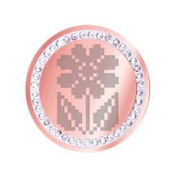 Martisor Brosa Inox Banut Pietre Floricica Motive Traditionale Rose Gold