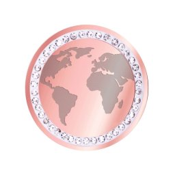 Martisor Brosa Inox Banut Pietre Globul Pamantesc Rose Gold