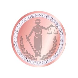 Martisor Brosa Inox Banut Pietre Doamna Justitie Rose Gold