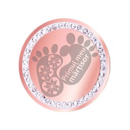 Martisor Brosa Inox Banut Pietre Primul Martisor Rose Gold