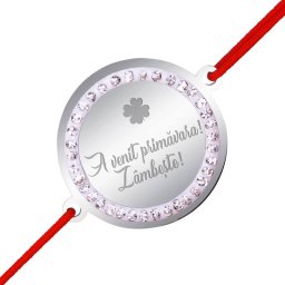 Martisor Bratara Inox Banut Pietre A Venit Primavara Argintiu