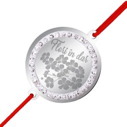 Martisor Bratara Inox Banut Pietre Flori in dar Argintiu