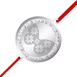 Martisor Bratara Inox Banut Pietre Fluture Motive Traditionale Argintiu