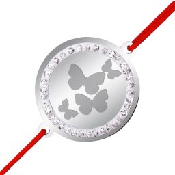 Martisor Bratara Inox Banut Pietre Fluturi in Zbor Argintiu