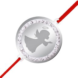Martisor Bratara Inox Banut Pietre Ingeras Argintiu