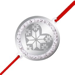 Martisor Bratara Inox Banut Pietre Inima Motive Traditionale Argintiu