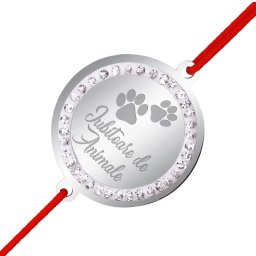 Martisor Bratara Inox Banut Pietre Iubitoare Animale Argintiu
