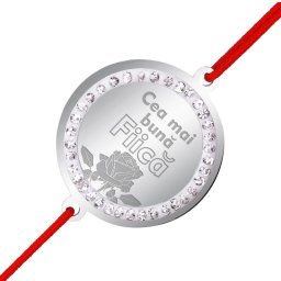 Martisor Bratara Inox Banut Pietre Buna Fiica Argintiu
