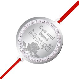 Martisor Bratara Inox Banut Pietre Buna Moasa Argintiu