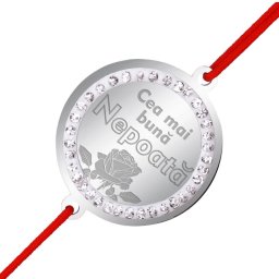 Martisor Bratara Inox Banut Pietre Buna Nepoata Argintiu