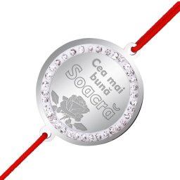 Martisor Bratara Inox Banut Pietre Buna Soacra Argintiu