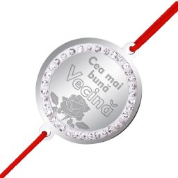 Martisor Bratara Inox Banut Pietre Buna Vecina Argintiu