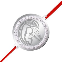 Martisor Bratara Inox Banut Pietre Te Iubesc Mama Desen Argintiu