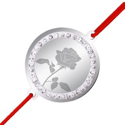 Martisor Bratara Inox Banut Pietre Trandafir Argintiu