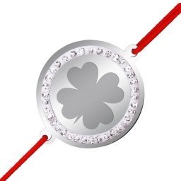 Martisor Bratara Inox Banut Pietre Trifoiul Norocos Argintiu