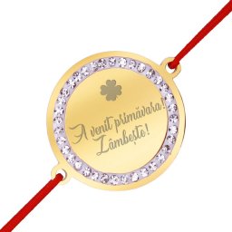 Martisor Bratara Inox Banut Pietre A Venit Primavara Auriu