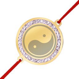 Martisor Bratara Inox Banut Pietre Yin Yang Auriu