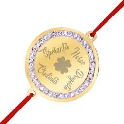 Martisor Bratara Inox Banut Pietre Trifoi Simboluri Auriu