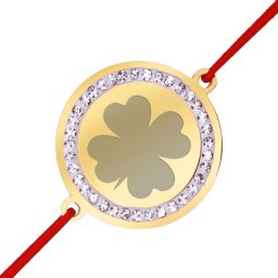 Martisor Bratara Inox Banut Pietre Trifoiul Norocos Auriu