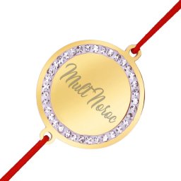 Martisor Bratara Inox Banut Pietre Mult Noroc Auriu