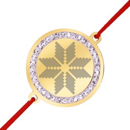 Martisor Bratara Inox Banut Pietre Floare Motive Traditionale Auriu