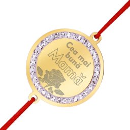 Martisor Bratara Inox Banut Pietre Buna Mama Auriu