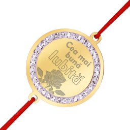 Martisor Bratara Inox Banut Pietre Buna Iubita Auriu