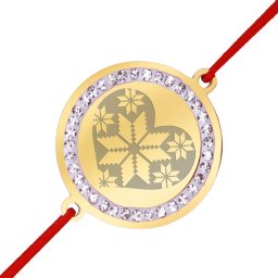 Martisor Bratara Inox Banut Pietre Inima Motive Traditionale Auriu