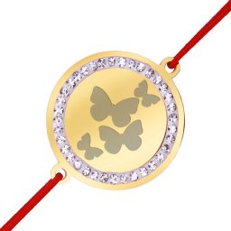 Martisor Bratara Inox Banut Pietre Fluturi in Zbor Auriu