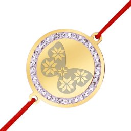 Martisor Bratara Inox Banut Pietre Fluture Motive Traditionale Auriu