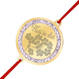 Martisor Bratara Inox Banut Pietre Flori in dar Auriu