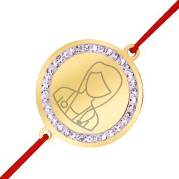 Martisor Bratara Inox Banut Pietre Silueta Doctor Auriu