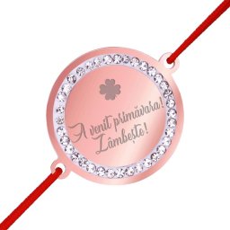 Martisor Bratara Inox Banut Pietre A Venit Primavara Rose Gold