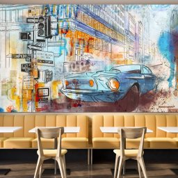 Fototapet Artistic Masina la Semafor OCC17 (Alege materialul: : Tapet Hartie Semilucios + Adeziv)