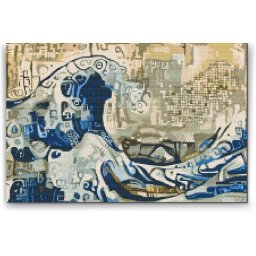 Set goblen cu diamante, cu sasiu, Valuri in mare, 40x60 cm