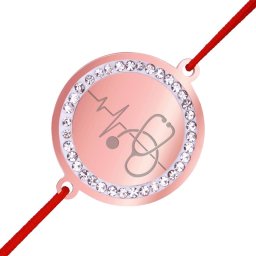 Martisor Bratara Inox Banut Pietre Ritm Cardiac Stetoscop Rose Gold