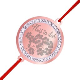 Martisor Bratara Inox Banut Pietre Flori in dar Rose Gold