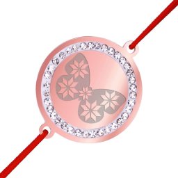Martisor Bratara Inox Banut Pietre Fluture Motive Traditionale Rose Gold