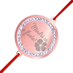 Martisor Bratara Inox Banut Pietre Mandra Floare Rose Gold