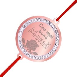 Martisor Bratara Inox Banut Pietre Buna Mama Rose Gold