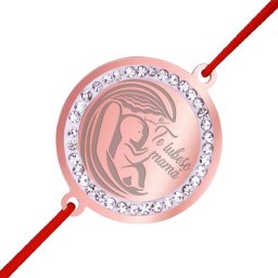 Martisor Bratara Inox Banut Pietre Te Iubesc Mama Desen Rose Gold
