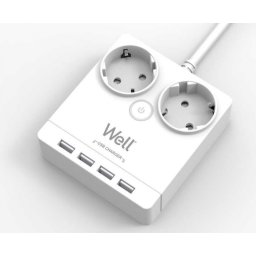 Prelungitor cu 2 prize + 4 x USB 3m Alb, EXTS-2S3M-PROT/USB4-WL